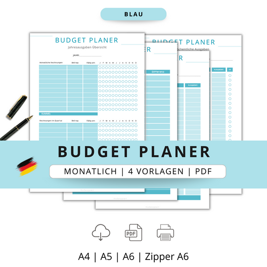 Budget Planer Einsteiger, 4 Varianten, blau