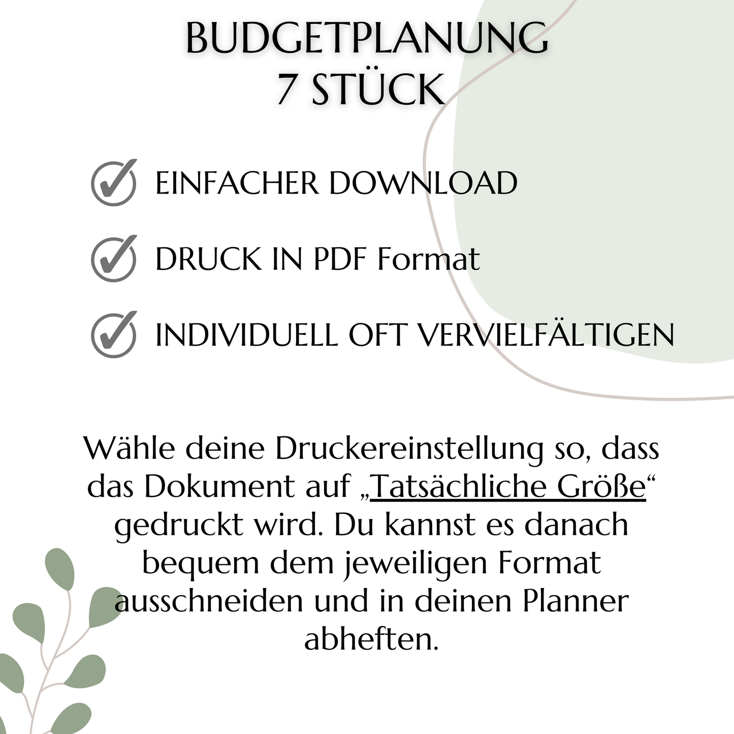Budget Planer Set, 7 Versionen, grün