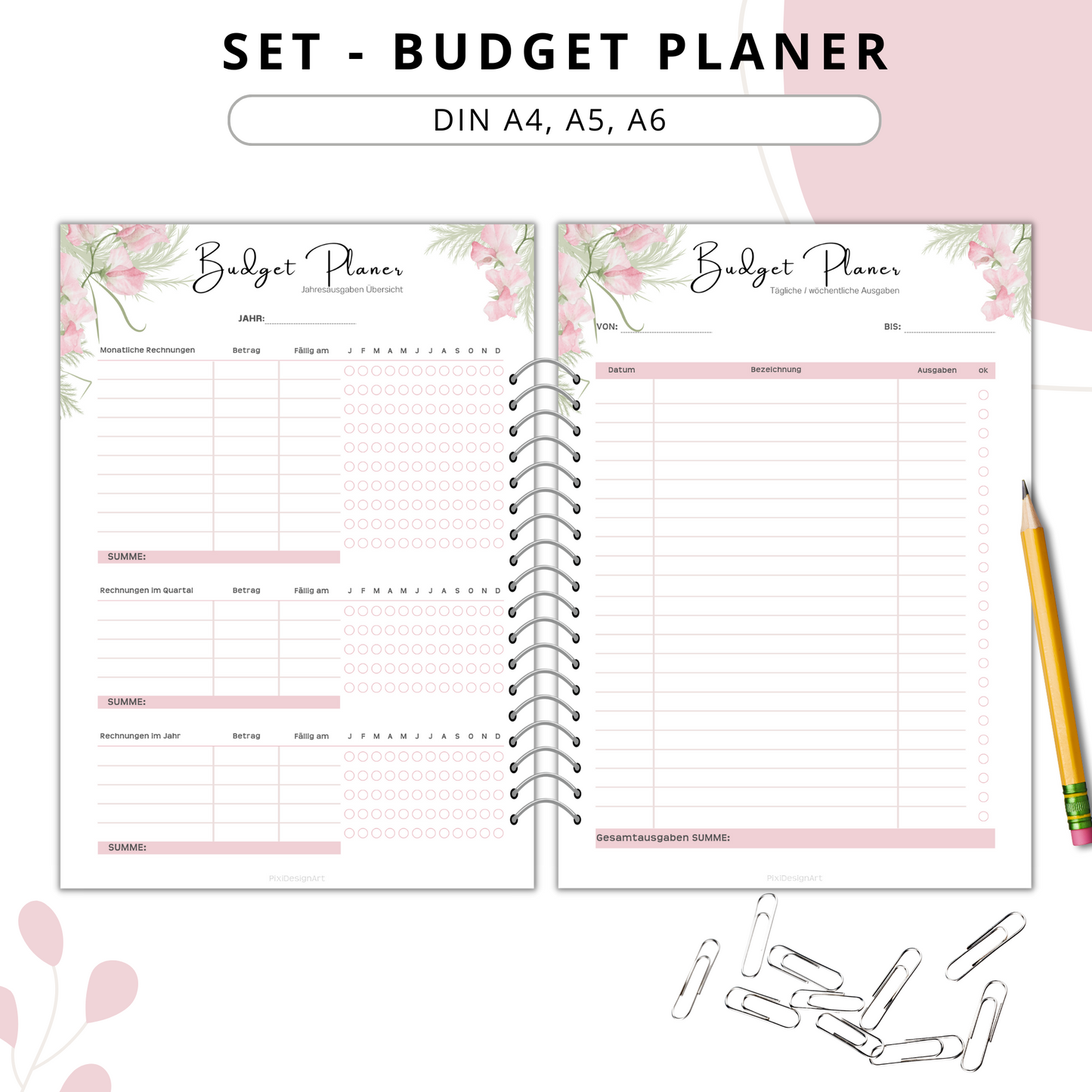 Budget Planer 4 Varianten, rosa II