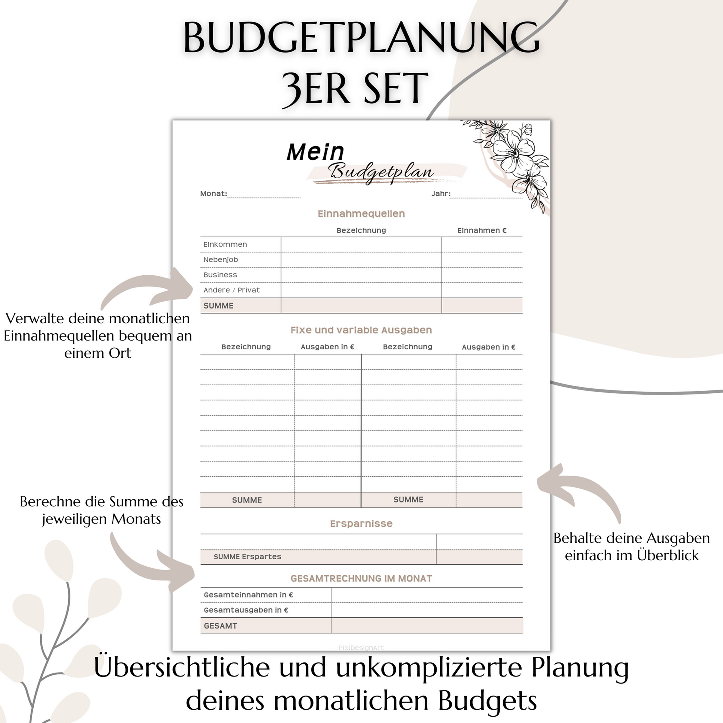 Shop-Paket - 3tlg. Budget-Planer