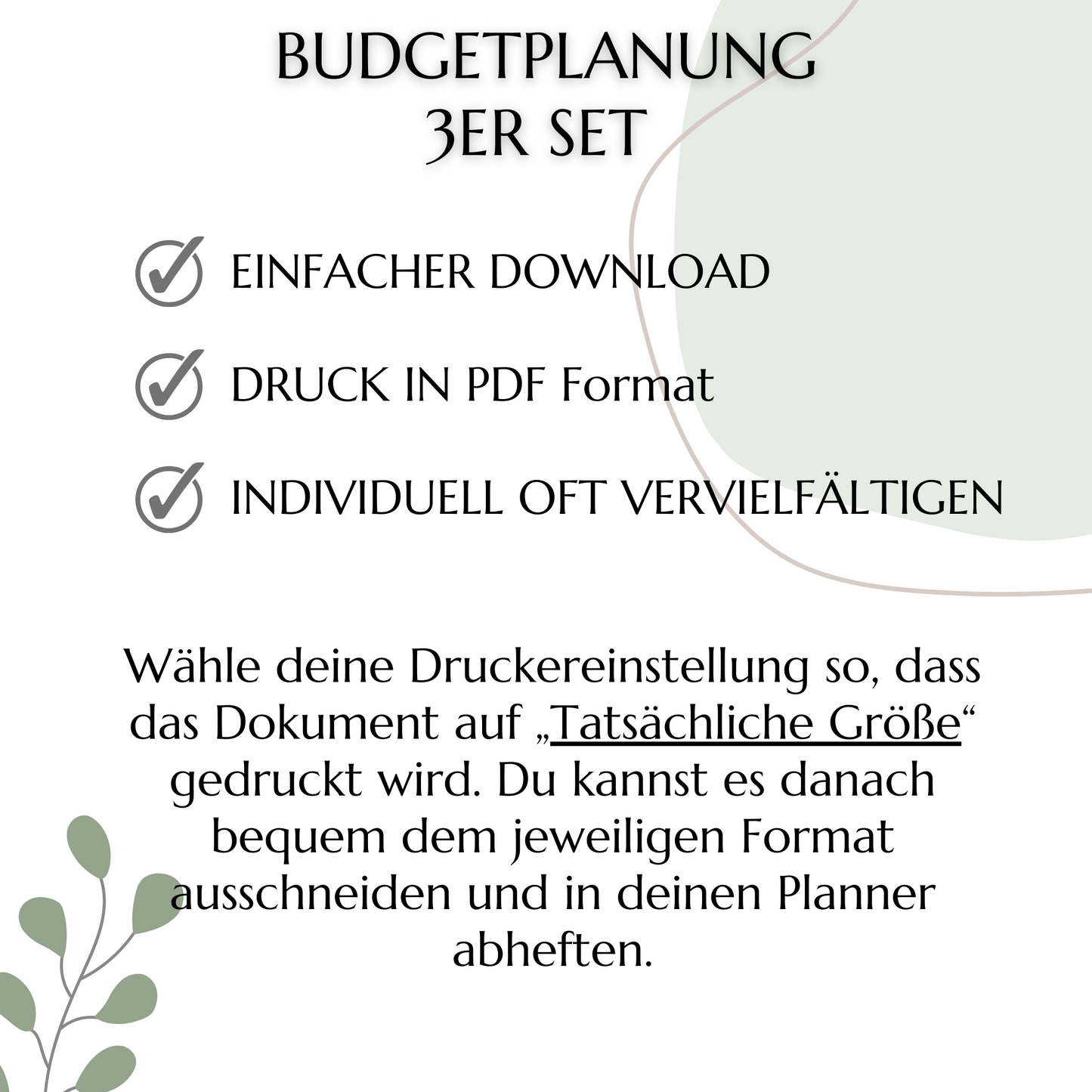 Budget Planer, grün , A4, A5 & A6, inkl. Jahresansicht
