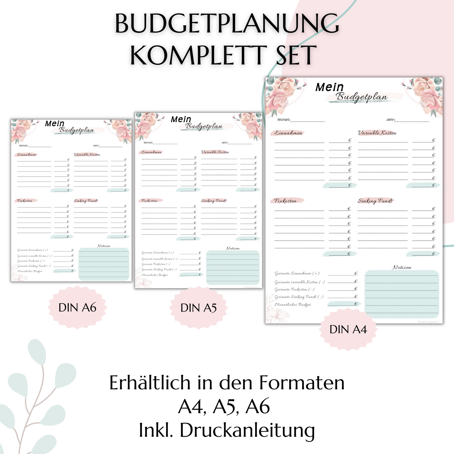 Budget Planer & Deckblätter rosa
