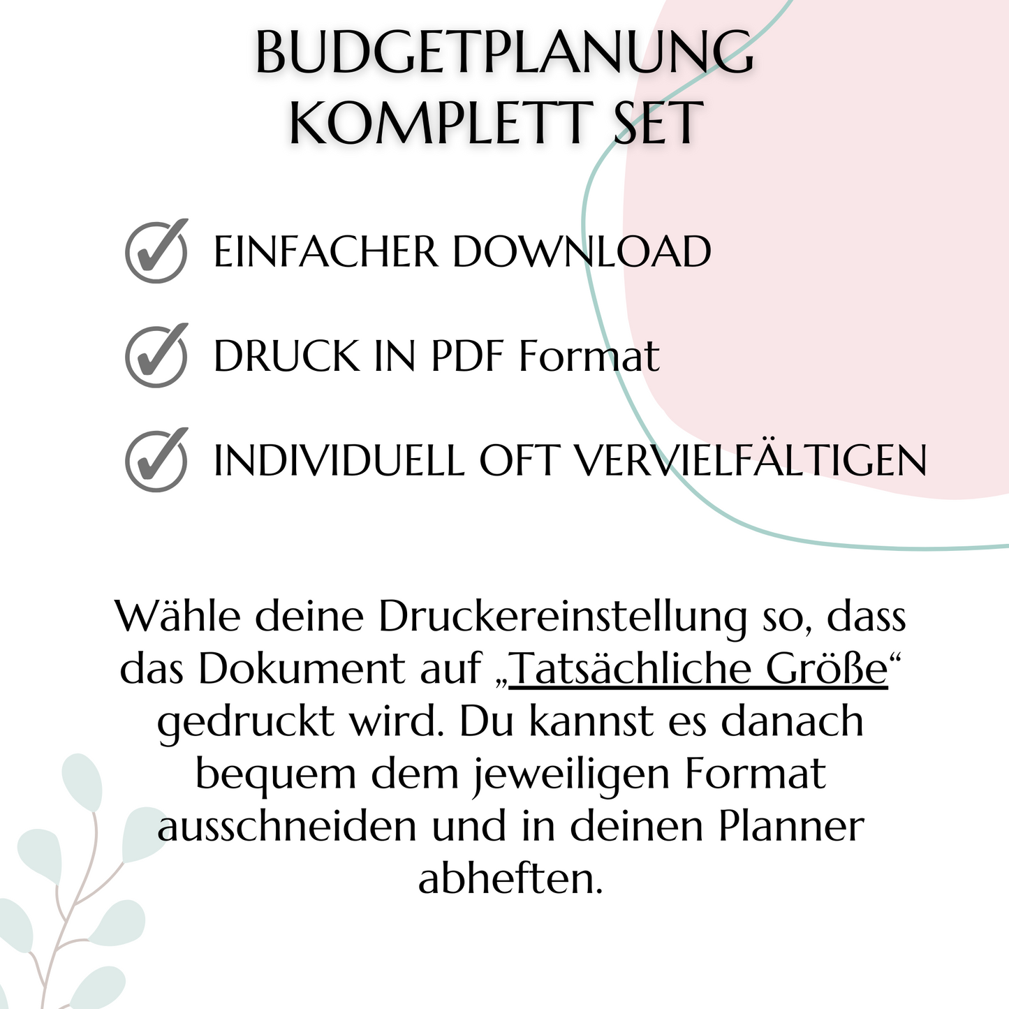 Budget Planer & Deckblätter rosa