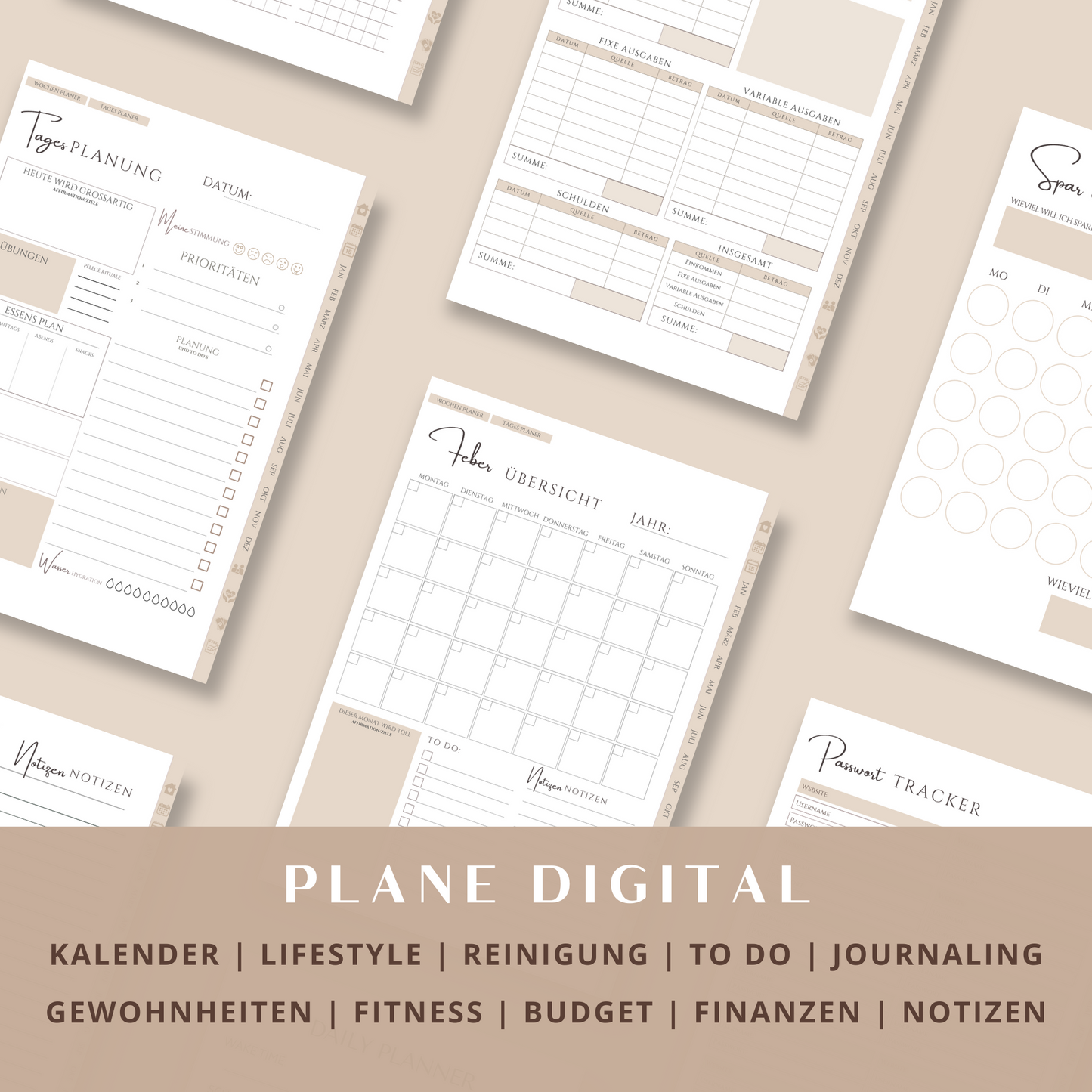Digitaler Budgetplaner, beige