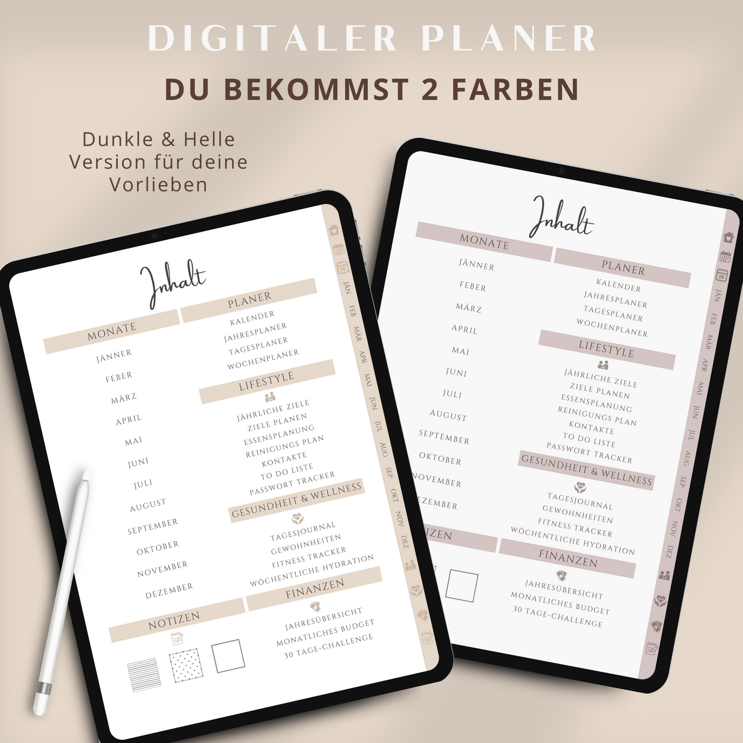 Digitaler Budgetplaner, beige