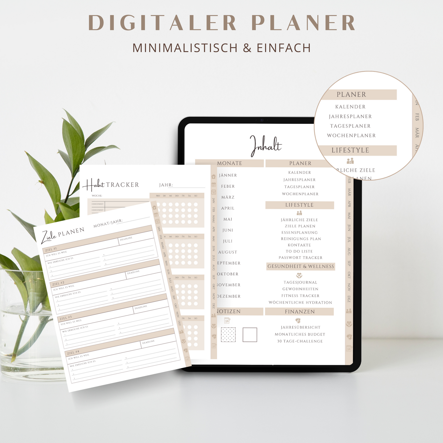 Digitaler Budgetplaner, beige