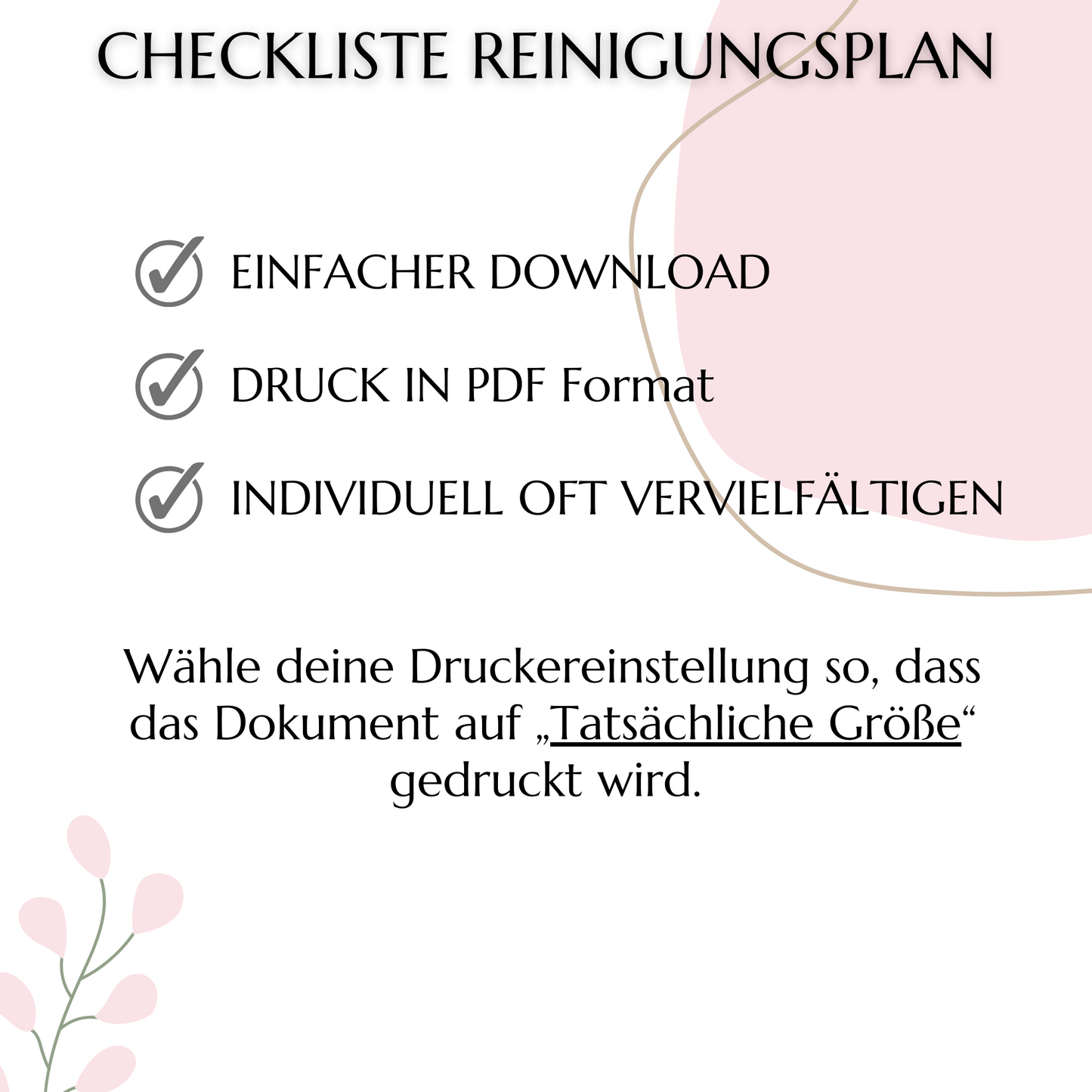 Reinigungsplan digital editierbar PDF, rose