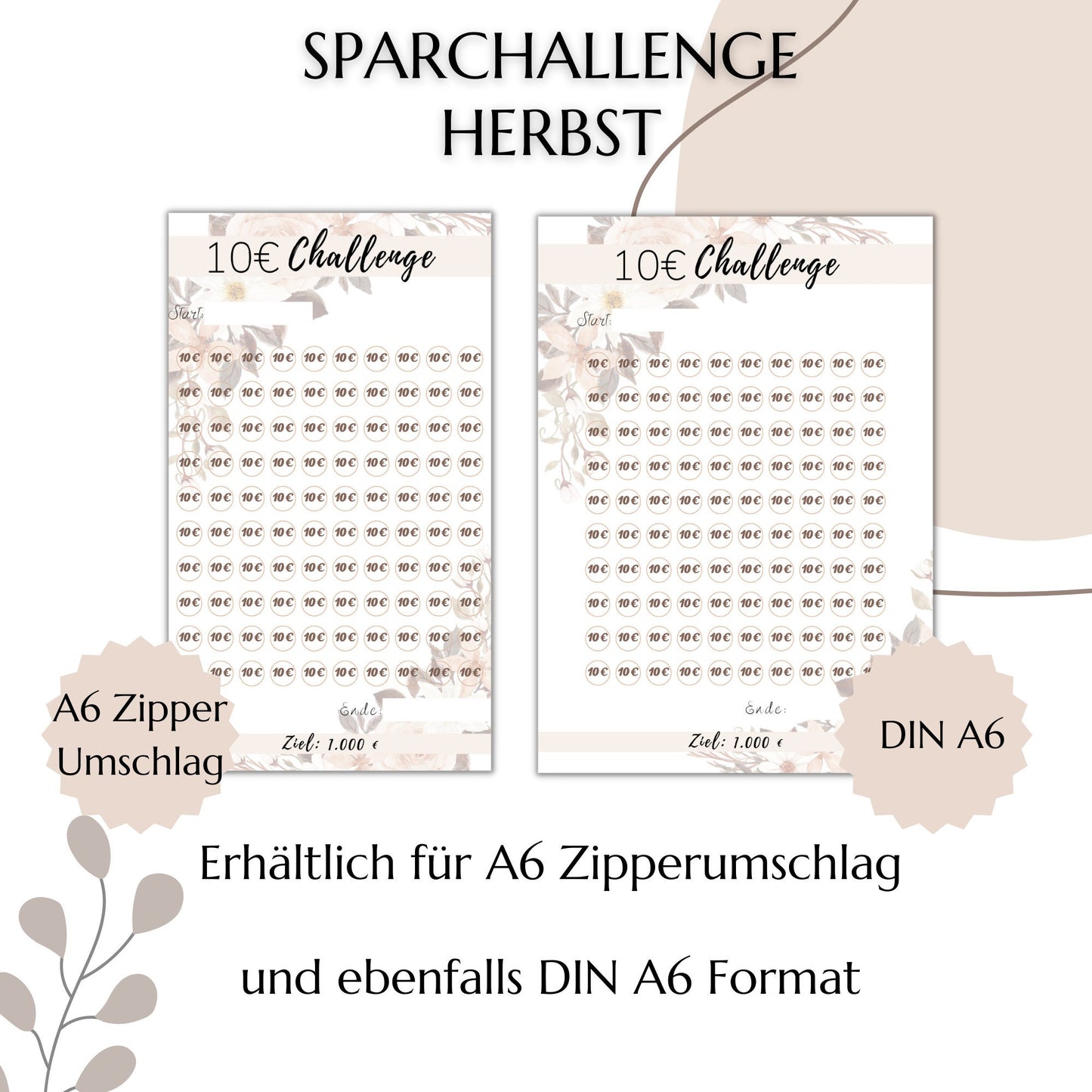 Sparchallenge 1-50 Euro, beige