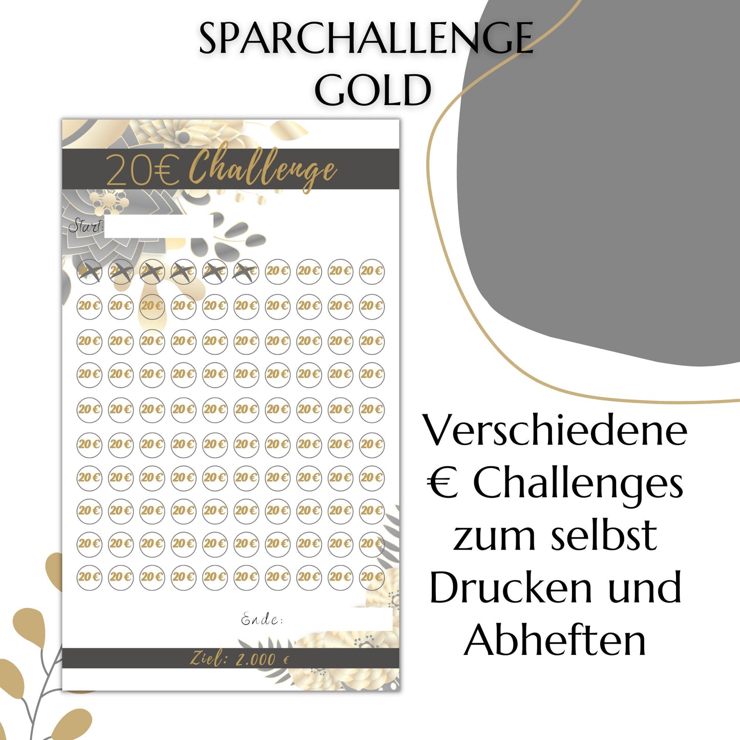 Sparchallenge 1-50 Euro, schwarz