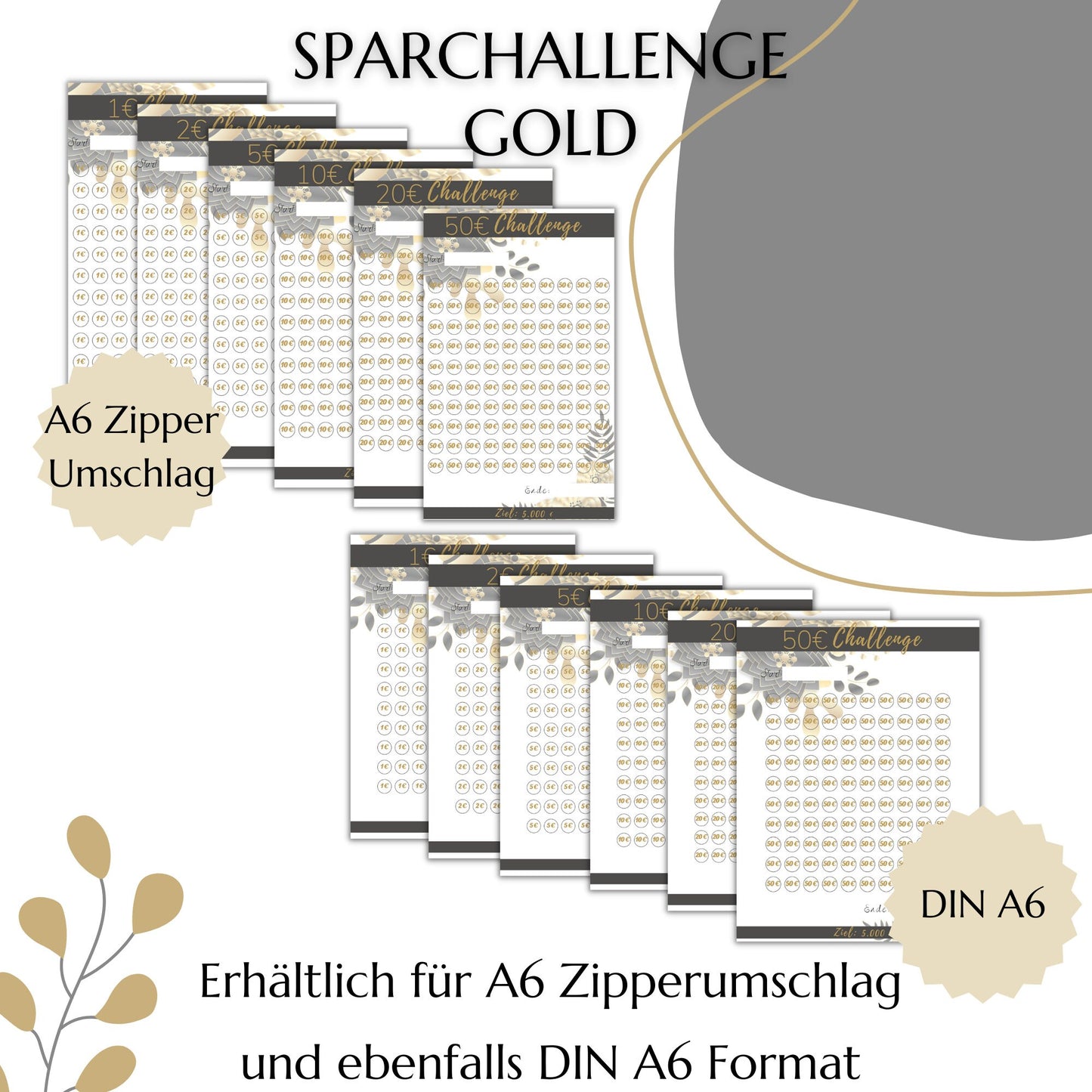 Sparchallenge 1-50 Euro, schwarz