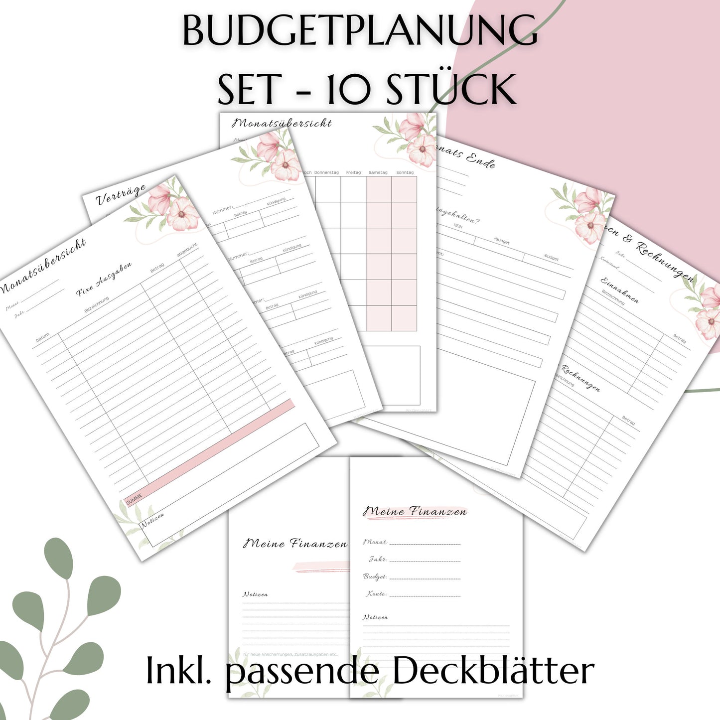 Budget Planer Deutsch A6, rosa, 10 Versionen