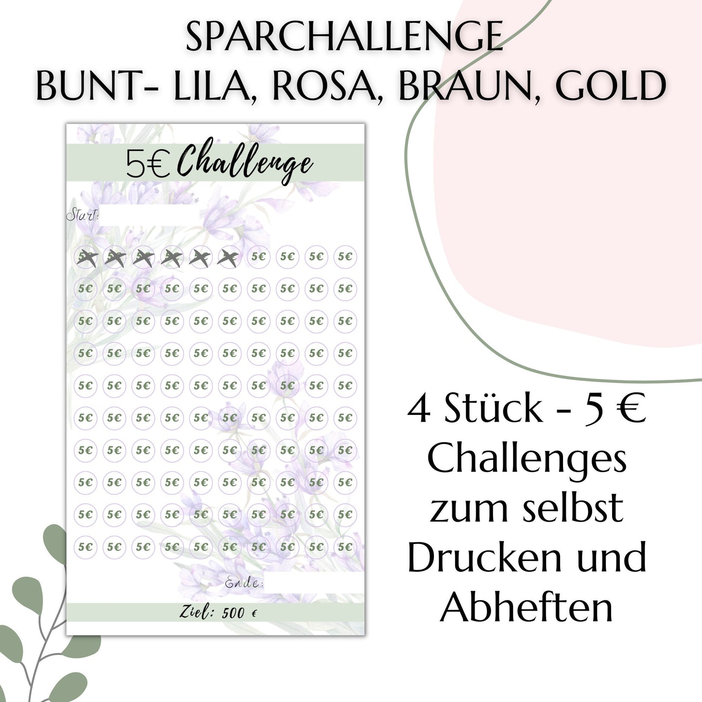 Sparchallenge 5 Euro, bunt