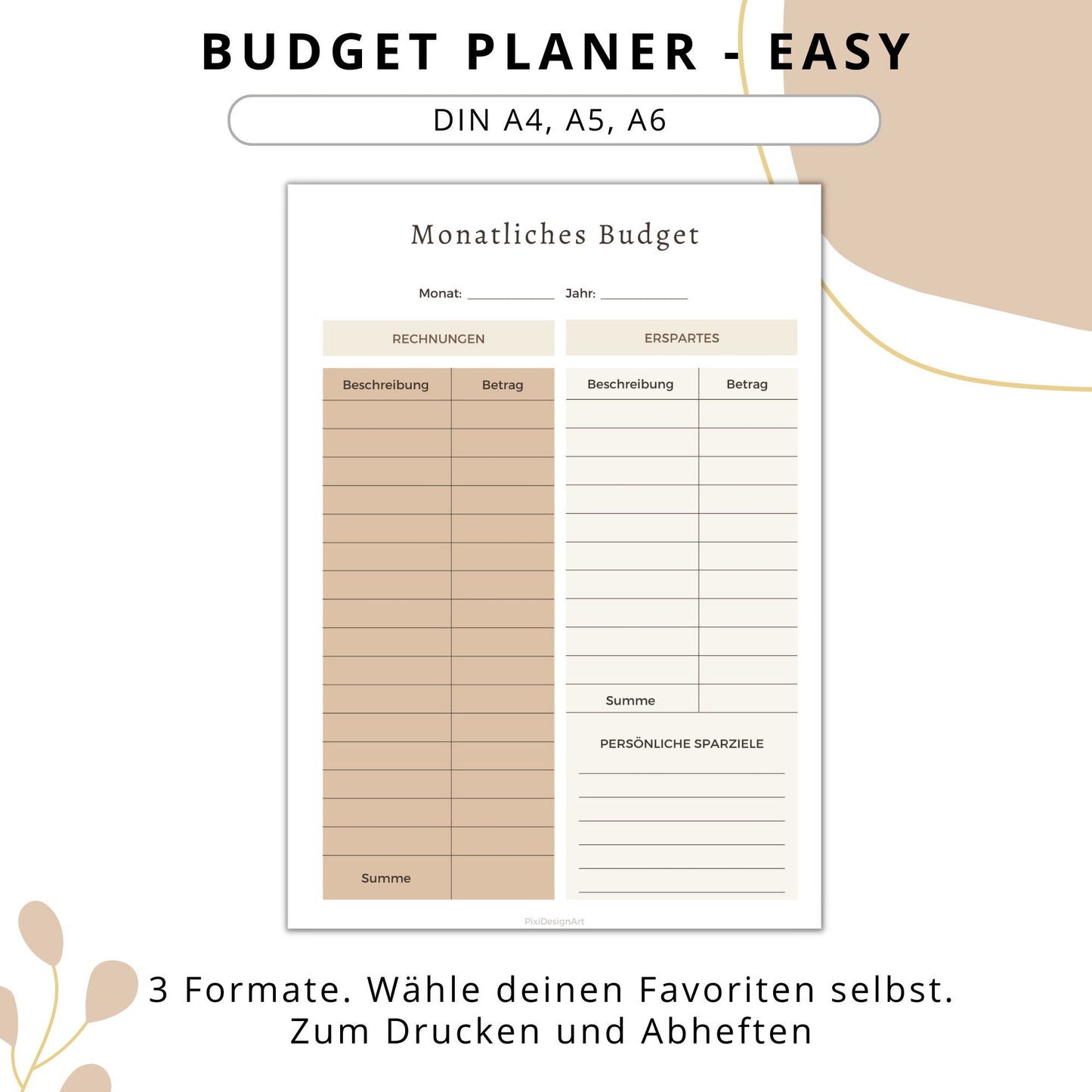 Budget Planer Easy, braun