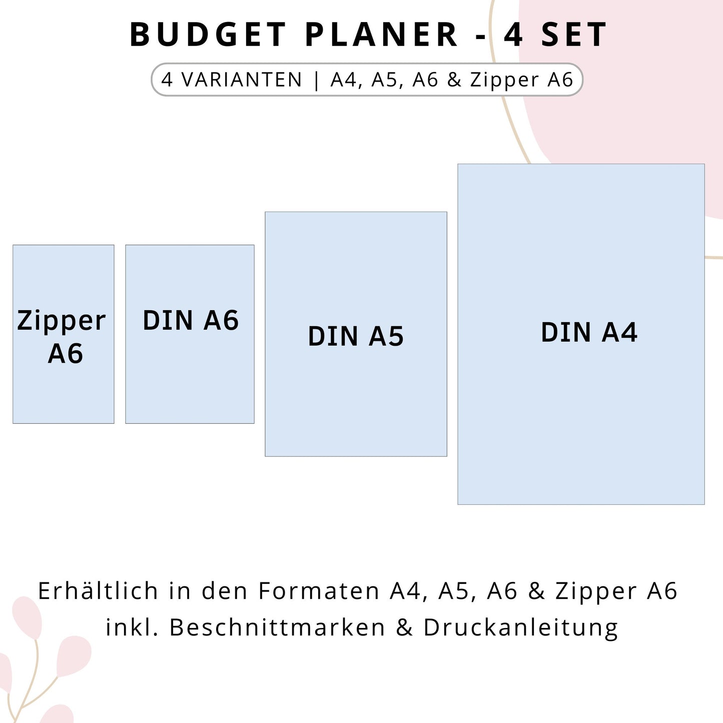 Budget Planer 4 Varianten, rosa