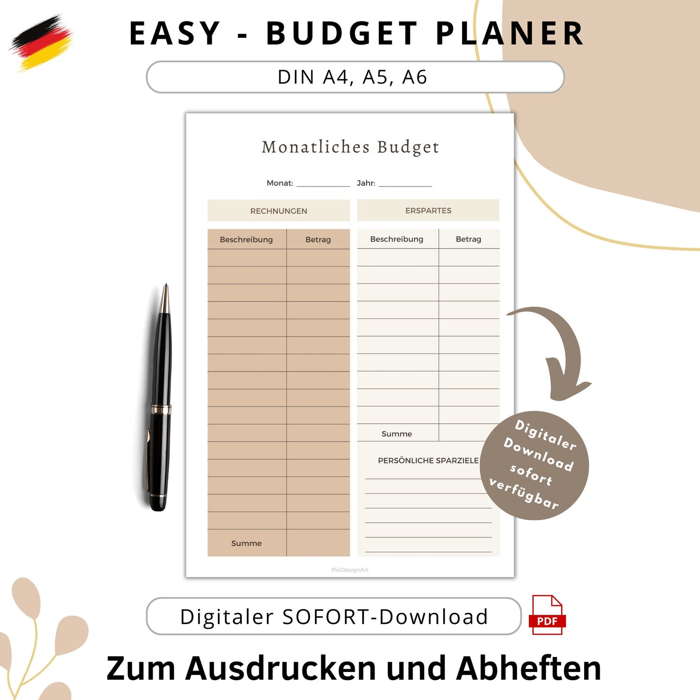 Budget Planer Easy, braun