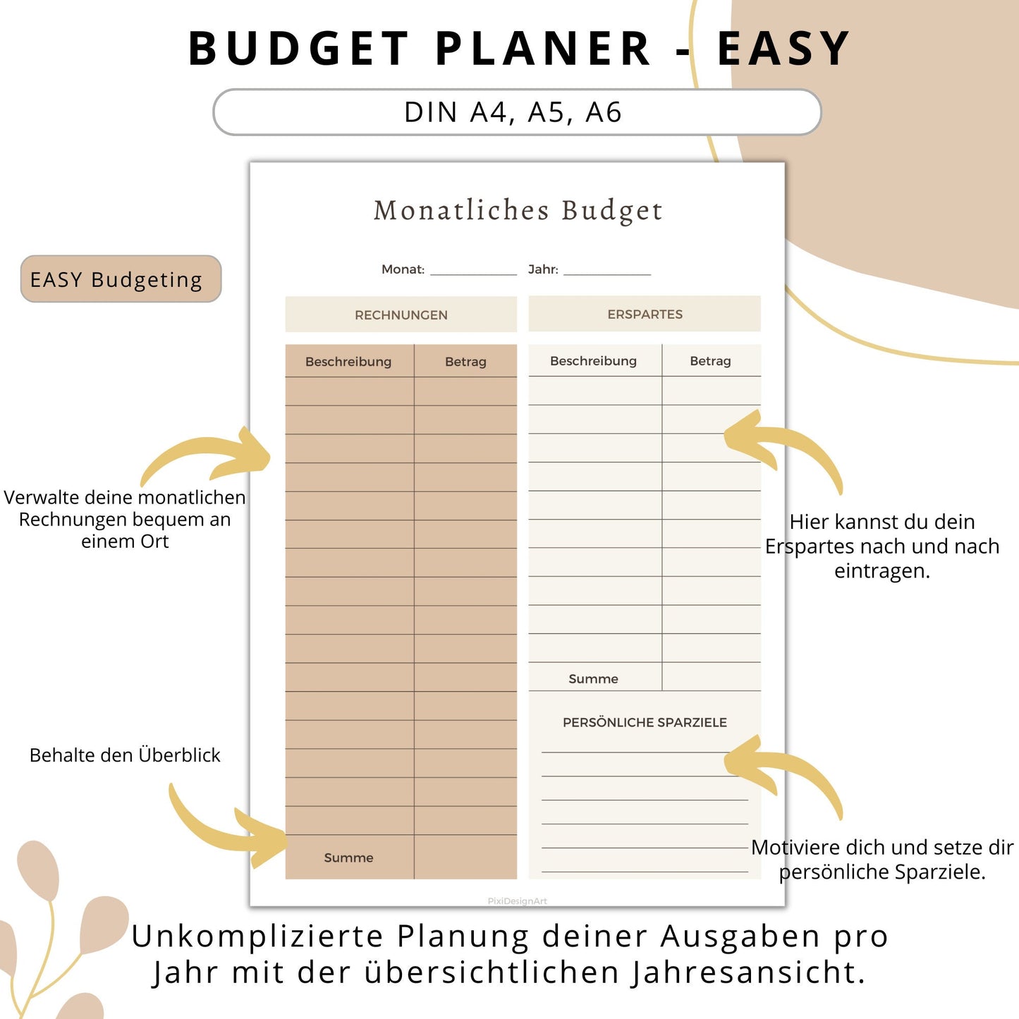 Budget Planer Easy, braun