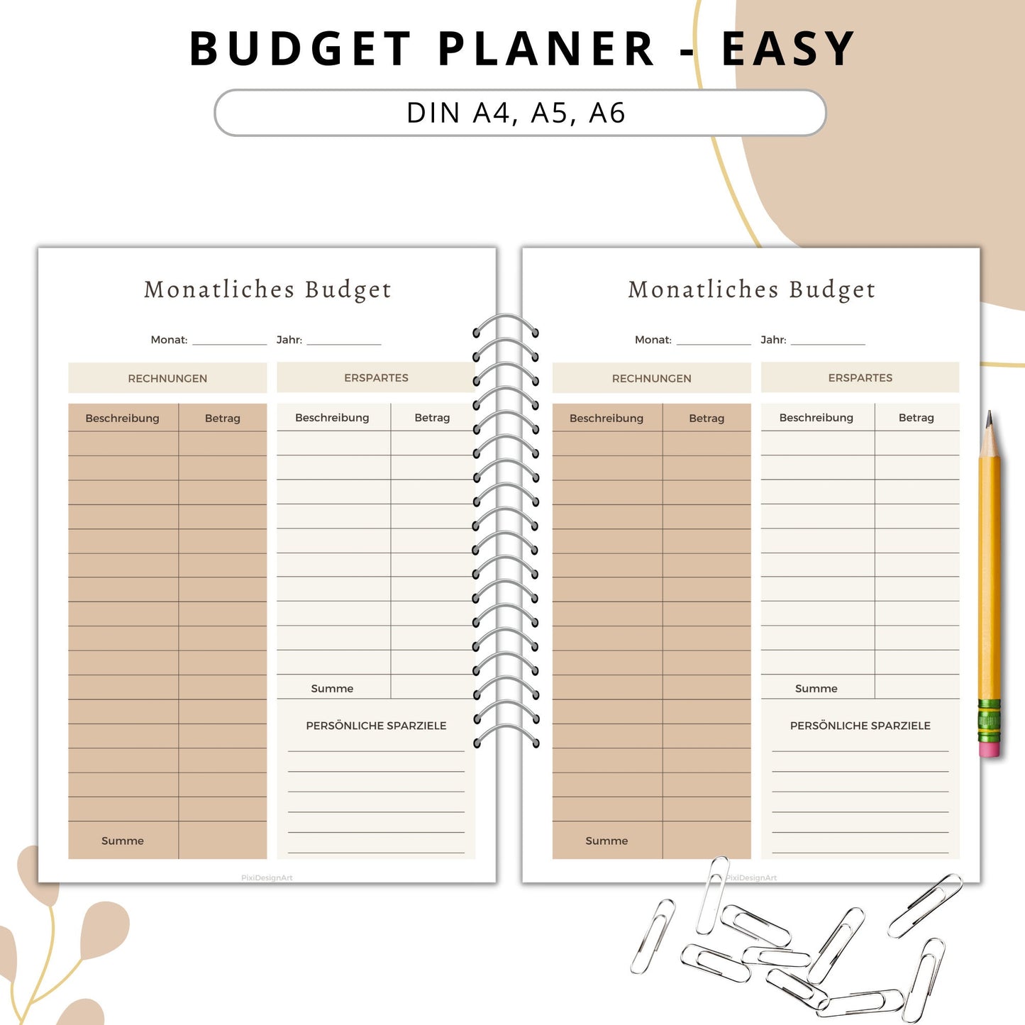 Budget Planer Easy, braun