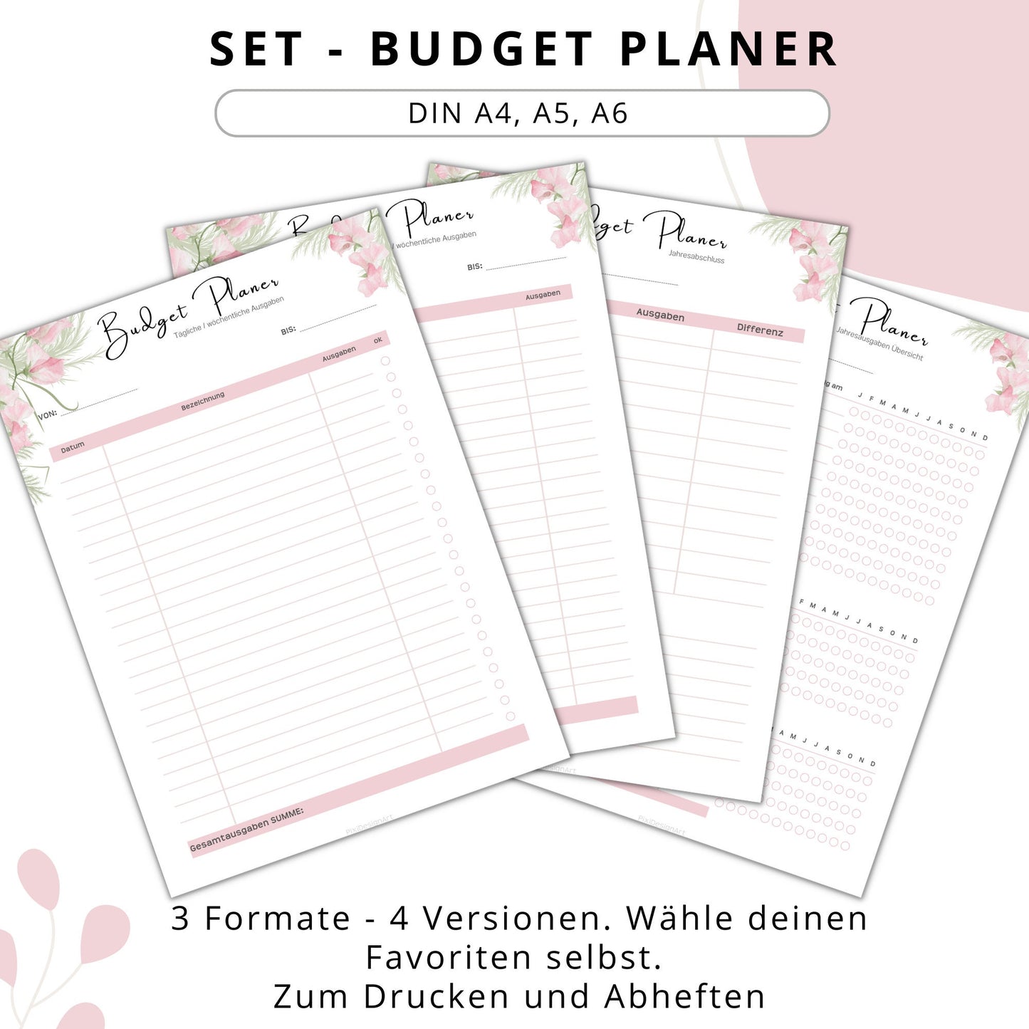 Budget Planer 4 Varianten, rosa II