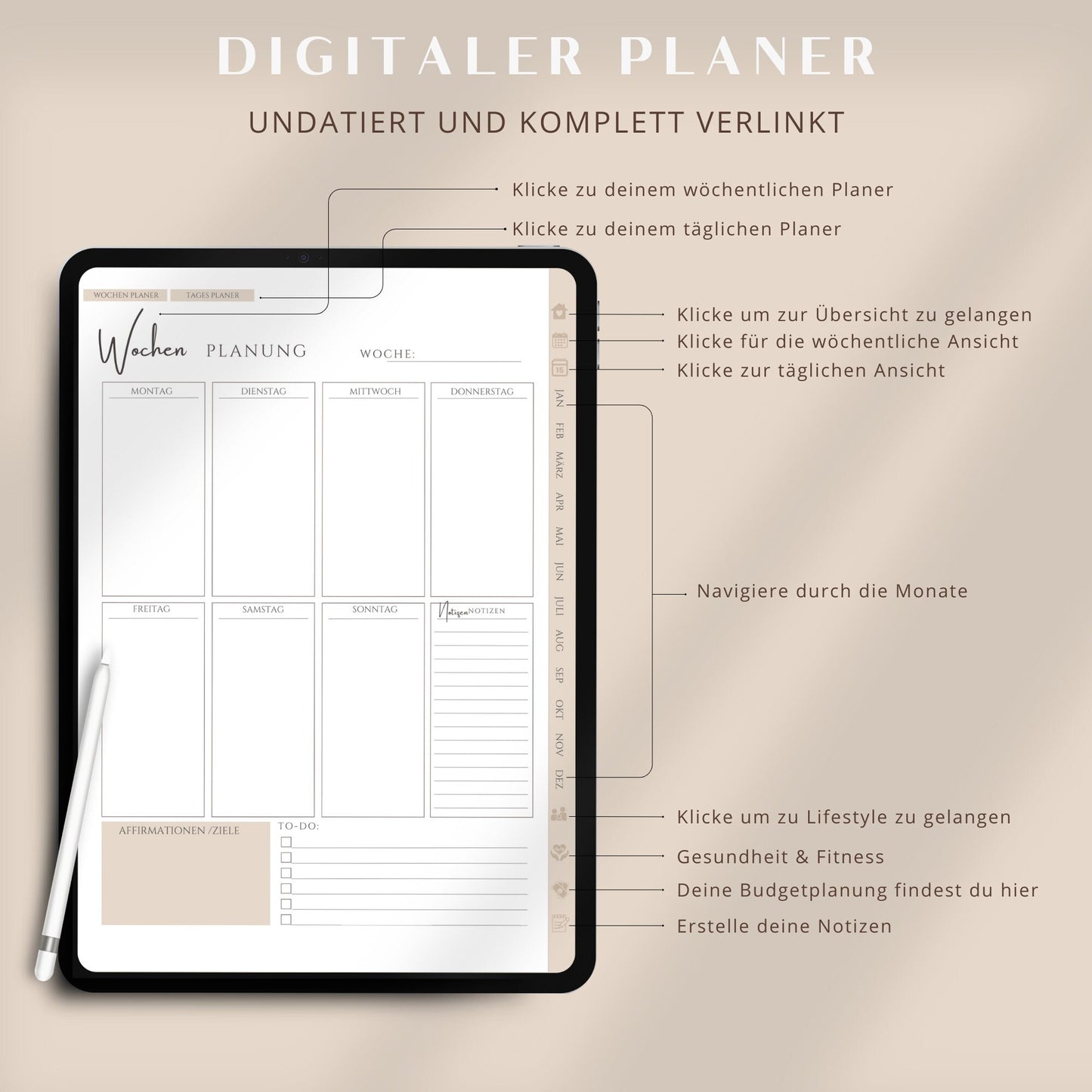 Digitaler Budgetplaner, beige