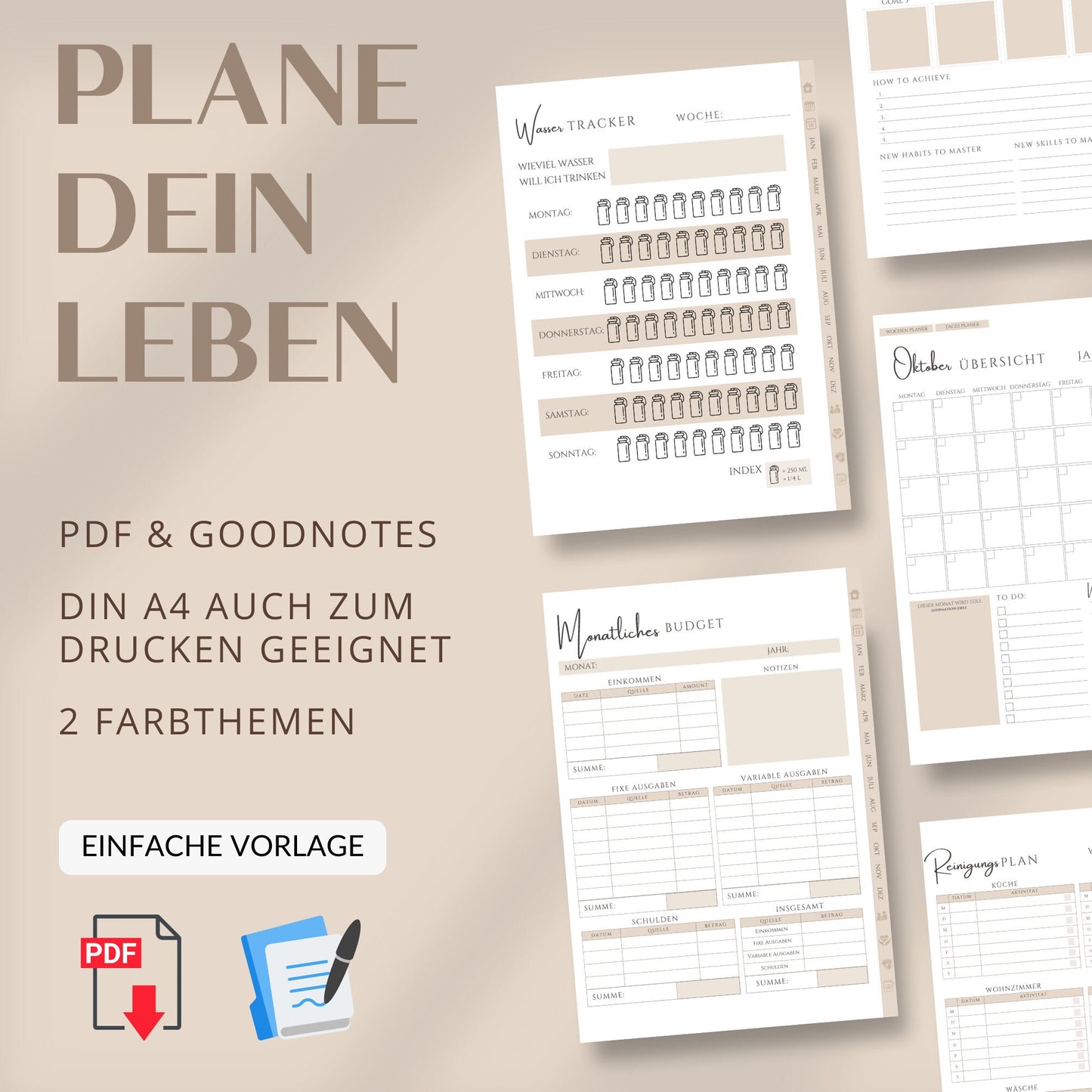 Digitaler Budgetplaner, beige