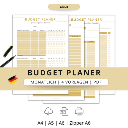Budget Planer Einsteiger, 4 Varianten, gelb