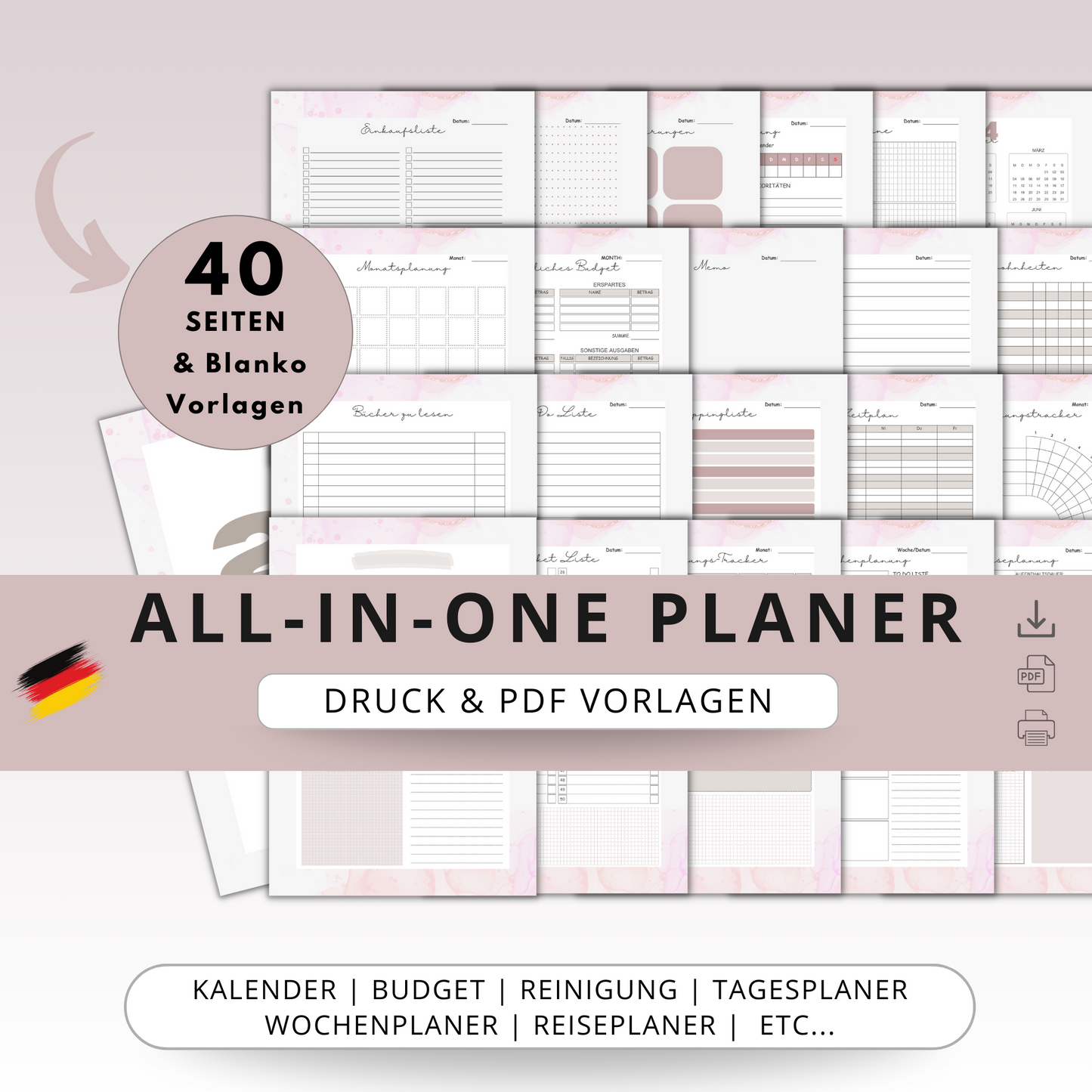 Haushaltsplaner & Kalender 2024, SET Deutsch