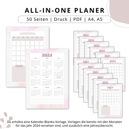 Haushaltsplaner & Kalender 2024, SET Deutsch