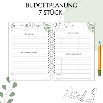 Budget Planer Set,  7 Versionen, grün