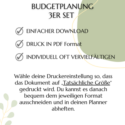 Budget Planer, grün II, A4, A5 & A6, inkl. Jahresansicht