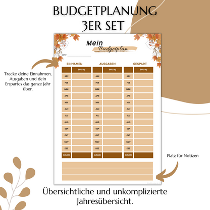 Budget Planer, braun, A4, A5 & A6, inkl. Jahresansicht
