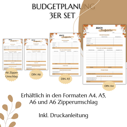 Budget Planer, braun, A4, A5 & A6, inkl. Jahresansicht
