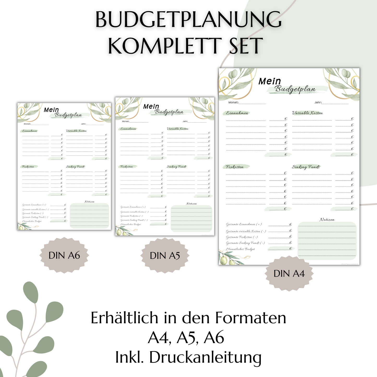Budget Planer & Deckblätter, grün