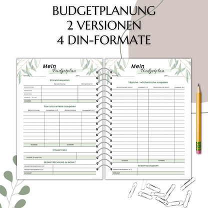 Budget Planer, grün, A4, A5 & A6