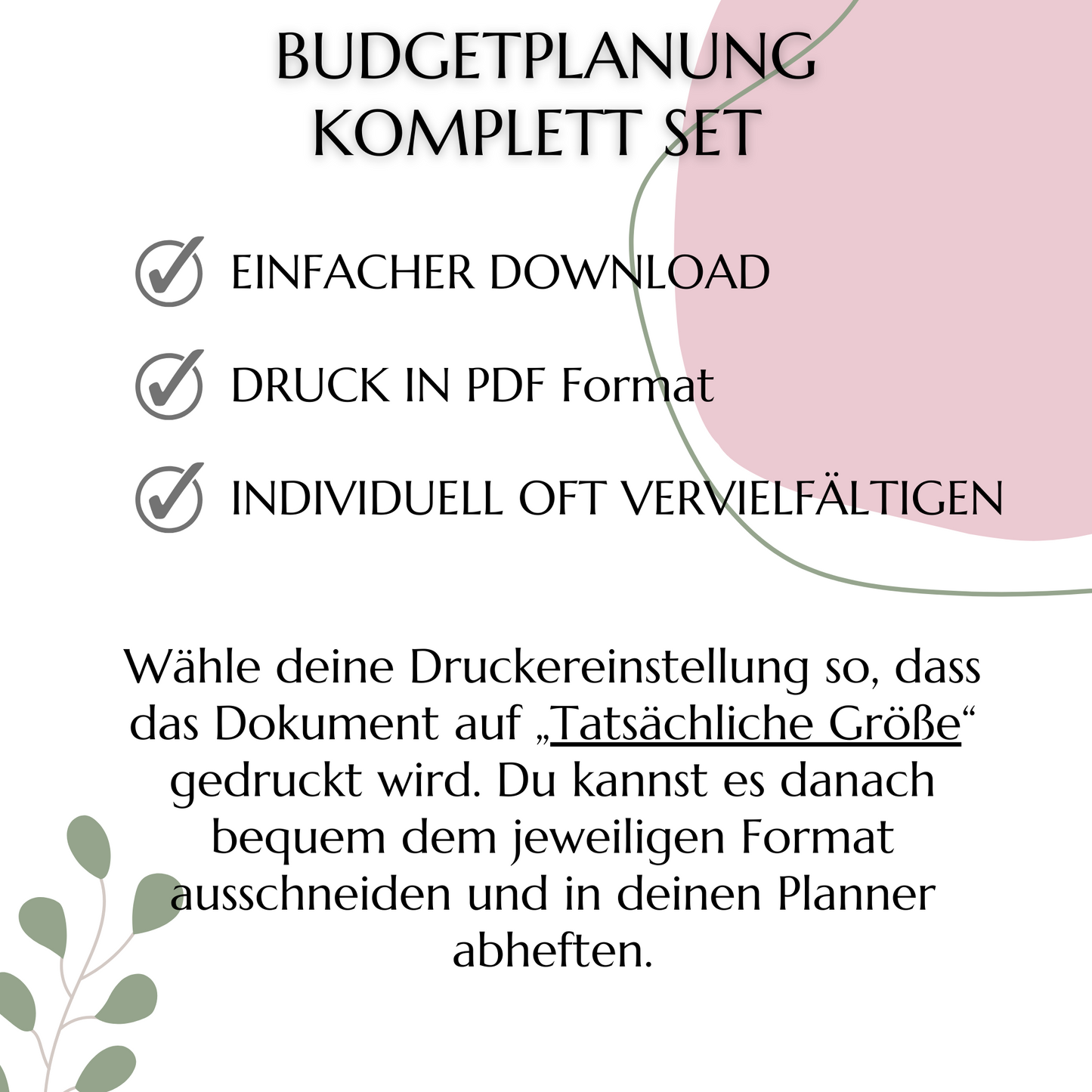 Budget Planer Deutsch A4, A5, A6, rosa, 10 Versionen