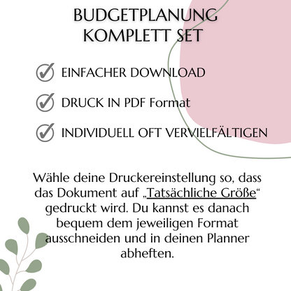Budget Planer Deutsch A6, rosa, 10 Versionen