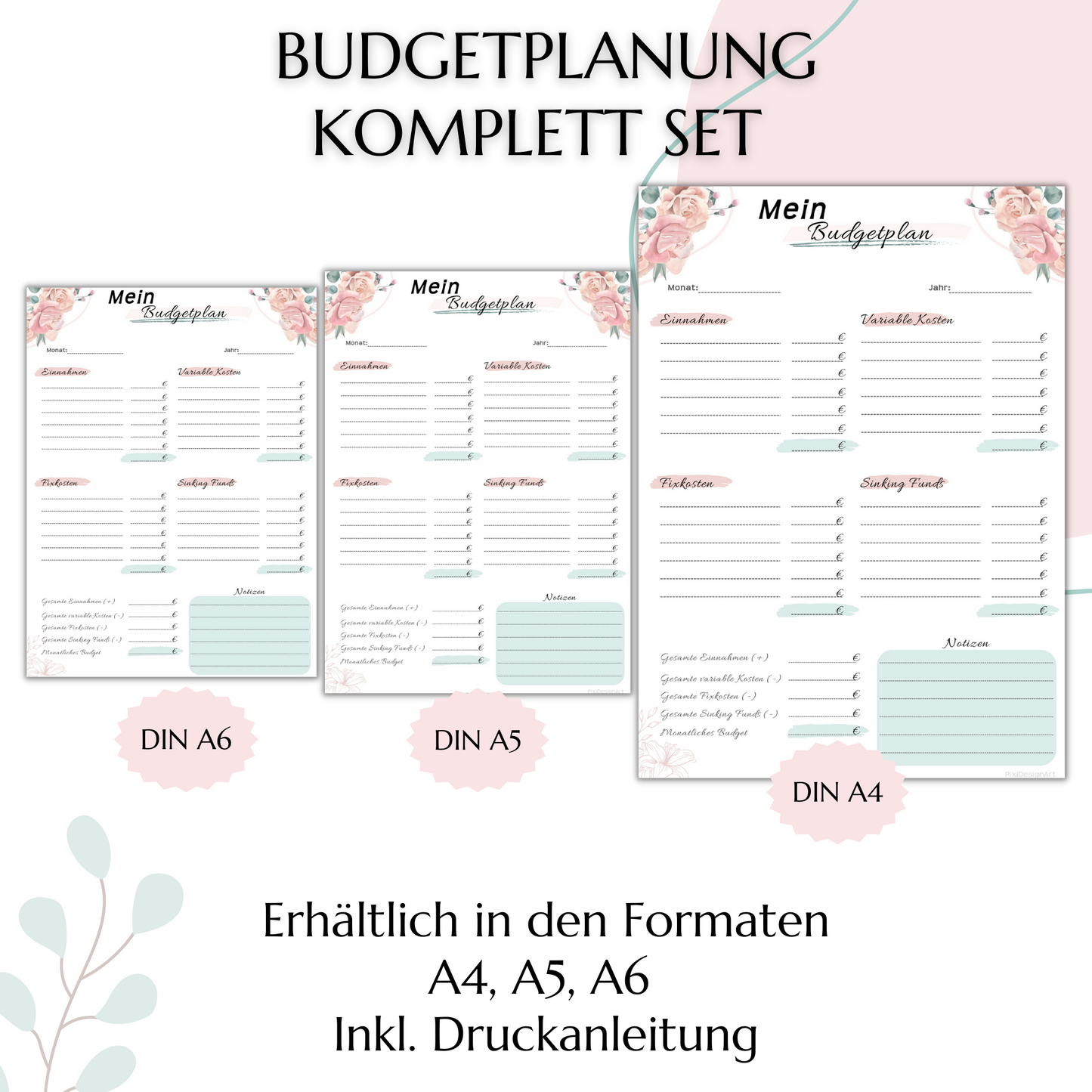 Budget Planer &  Deckblätter rosa