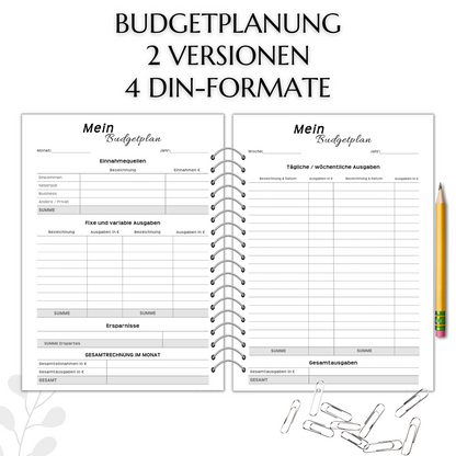 Budget Planer, grau, A4, A5 & A6