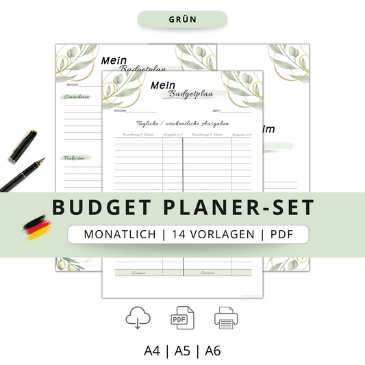 Budget Planer & Deckblätter, grün