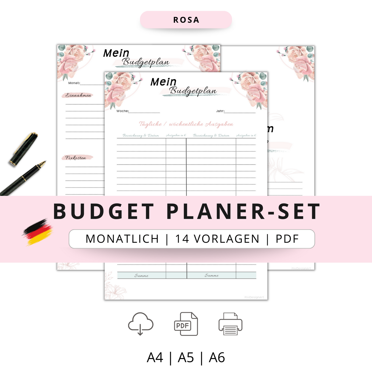 Budget Planer &  Deckblätter rosa