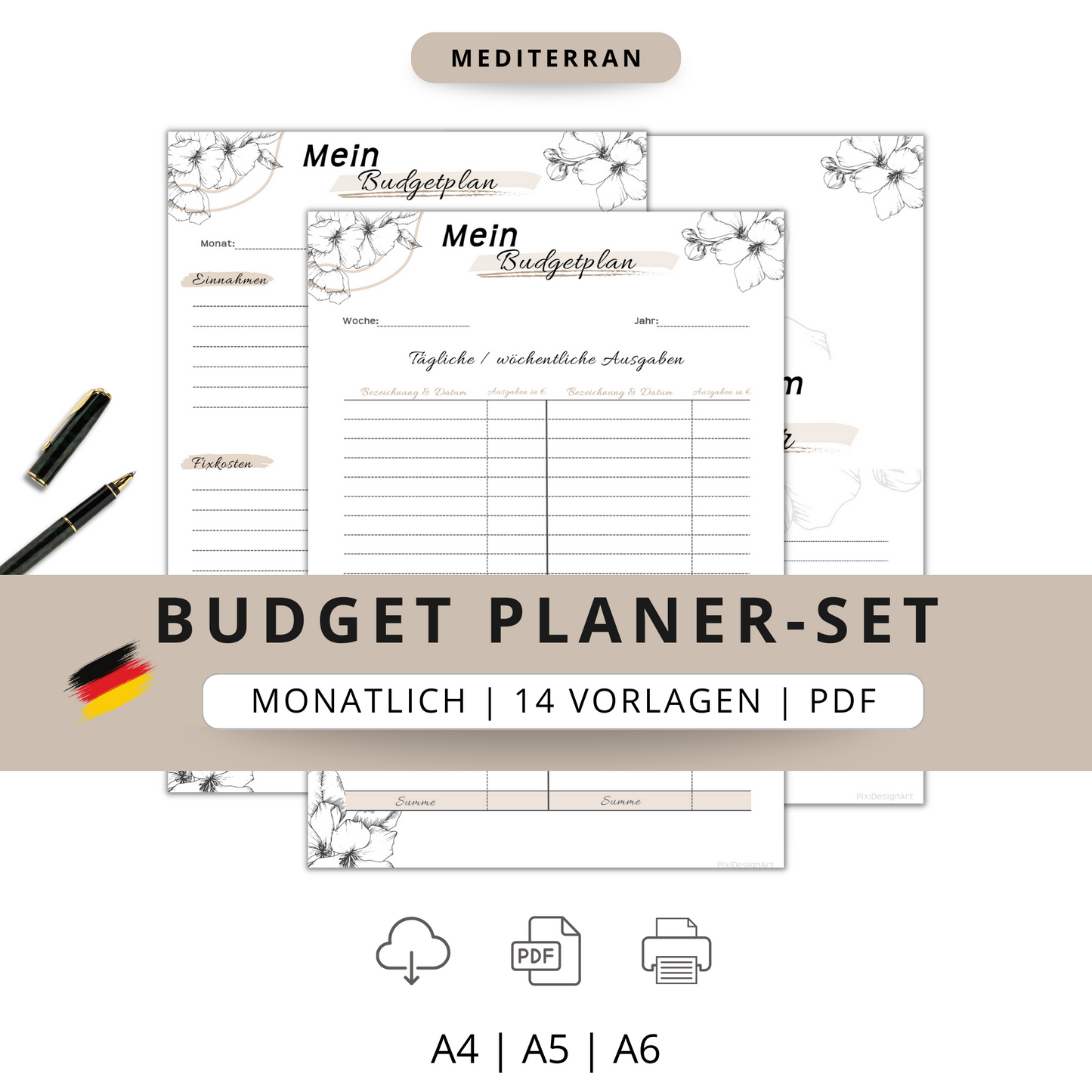 Budget Planer & Deckblätter, mediterran