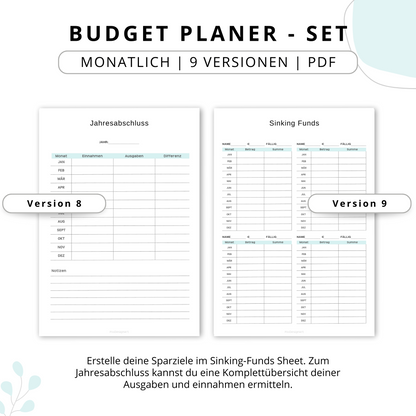 Budget Planer- SET 9 Varianten, blau minimal