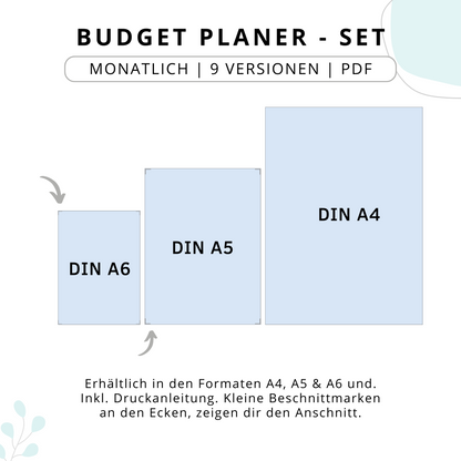 Budget Planer- SET 9 Varianten, blau minimal