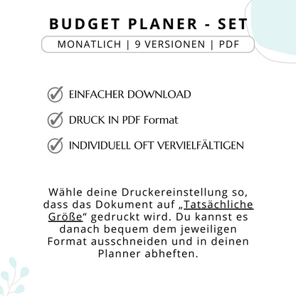 Budget Planer- SET 9 Varianten, blau minimal