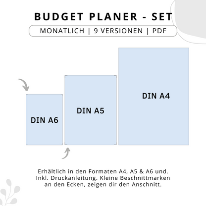 Budget Planer- SET 9 Varianten, grau minimal