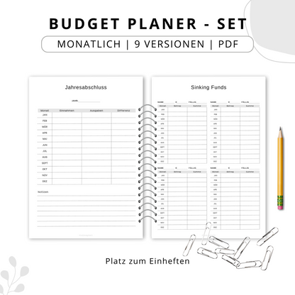 Budget Planer- SET 9 Varianten, grau minimal