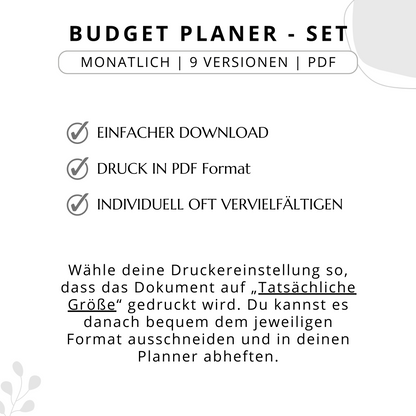 Budget Planer- SET 9 Varianten, grau minimal