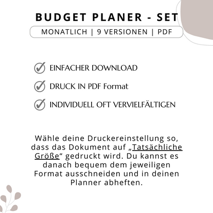 Budget Planer- SET 9 Varianten, beige