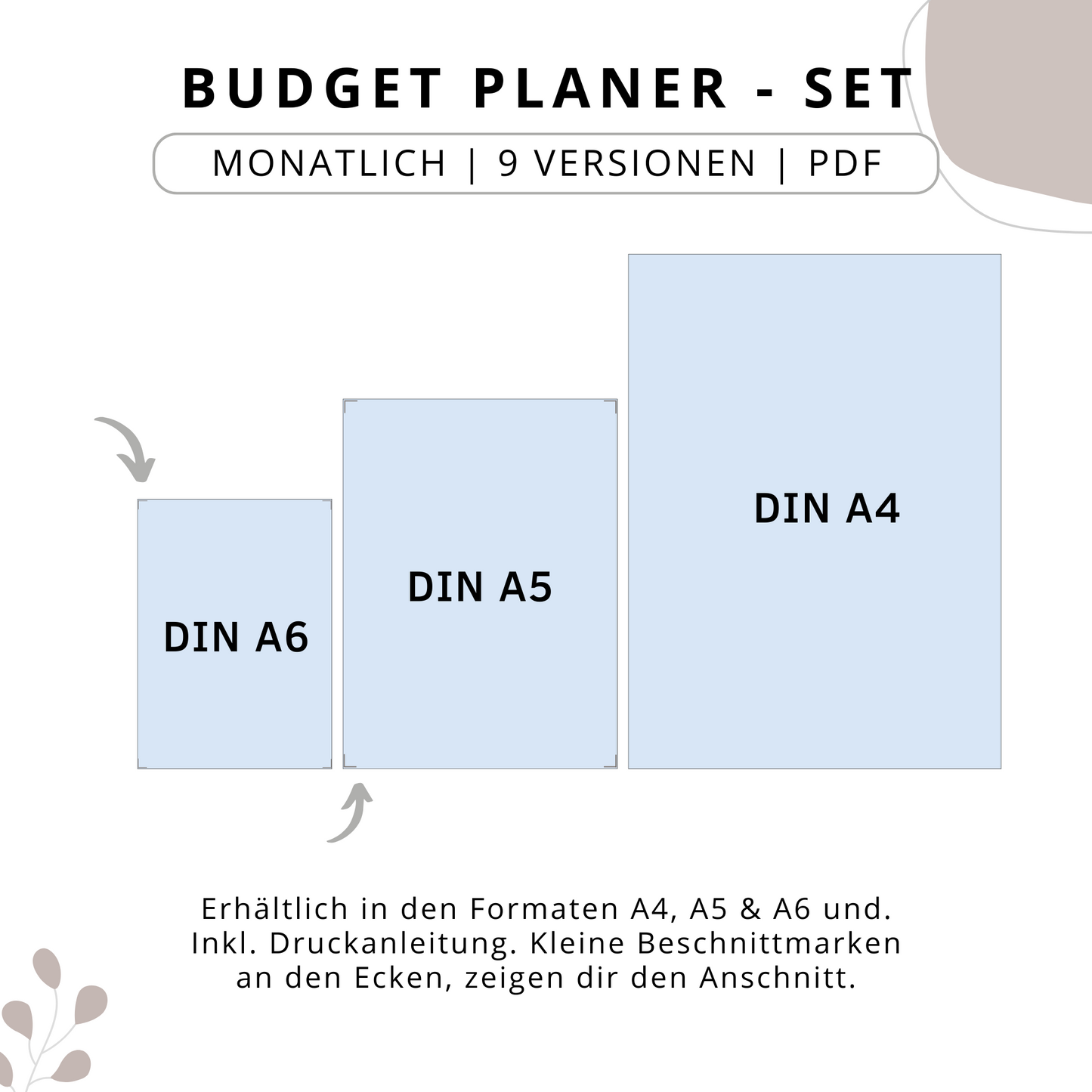 Budget Planer- SET 9 Varianten, beige minimal