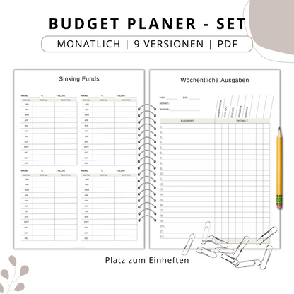 Budget Planer- SET 9 Varianten, beige minimal