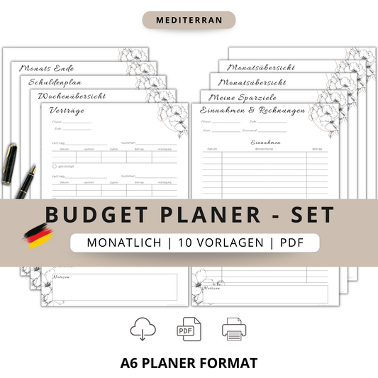 Budget Planer Deutsch A6, beige, 10 Versionen